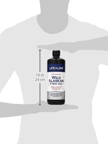 Life Line Pet Nutrition Wild Alaskan Fish Oil Omega-3 Supplement for Skin & Coat – Supports Brain, Eye & Heart Health in Dogs & Cats, 32oz