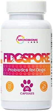 Microbiome Labs Fidospore - Dog Probiotics for Digestive Health & Immune Support - Spore-Forming Pet Probiotics for Dogs & Cats Gut Health - Flavored with Grass Fed Beef Liver (30 Capsules)