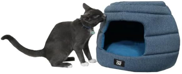 Travel Cat Meowbile Indoor Cat House - 25x18x17 inches Premium Convertible and Durable Hideaway Cat Bed and Cave (Blue, Medium)
