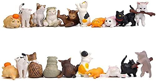 10 pcs Cute Miniature Kawaii Cats - Mini Figure Kitten Playset, Cake Topper, Plant Decorations