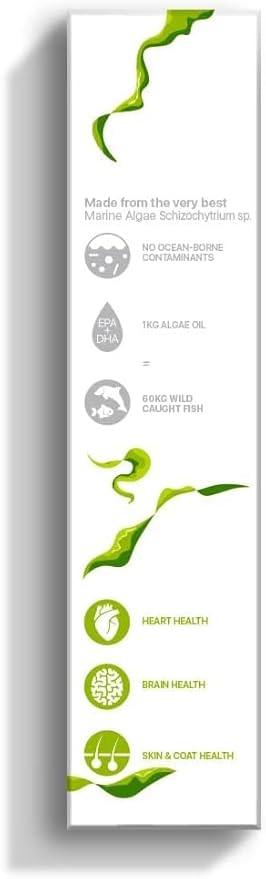 Omega 3 for Dogs, Skin and Coat Supplement for Dogs, Algae Oil, Alternative Fish Oil for Dogs, Allergy and Dog Itch Relief, Dog Anti Shedding Supplement, Dog Dry Skin Treatment, From New Zealand 120ml