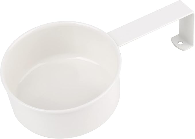 DEAYOU Metal Bird Seed Container with Scoop, Treats Storage Bin, Coated Carbon Steel, Tight Fitting Lid, White