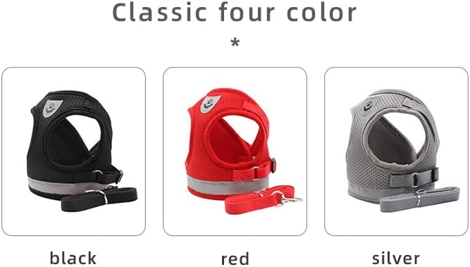 Comfort Step-in Cat Dog Harness and Leash Set for Puppies Cats Kitty Escape Proof Pet Vest Harnesses for Small Animals Rabbit/Mouse/Cats (L:5-7KG, Red)