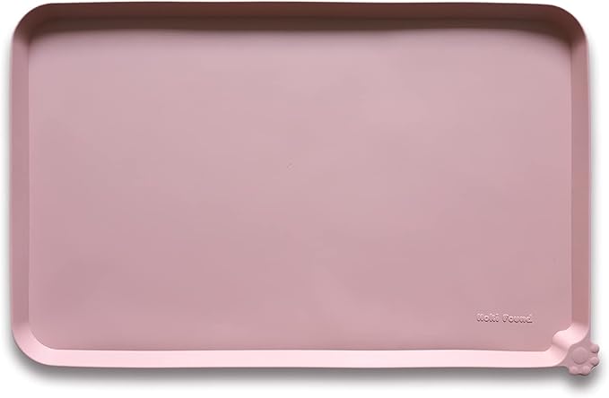 Hoki Found L Silicone Pet Food Mats Tray - Non Slip Pet Dog Cat Bowl Mats Placemat - Dog Pet Cat Feeding Mat - Waterproof Dog Cat Food Mats -Pet Water Mats for Carpet - Neutral Pink