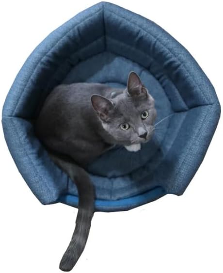 Travel Cat Meowbile Indoor Cat House - 25x18x17 inches Premium Convertible and Durable Hideaway Cat Bed and Cave (Blue, Medium)