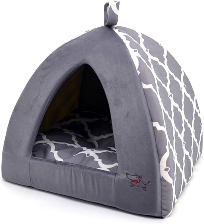 Pet Tent - Soft Bed for Dog and Cat by Best Pet Supplies - Sand Linen, 19" x 19" x H:19"