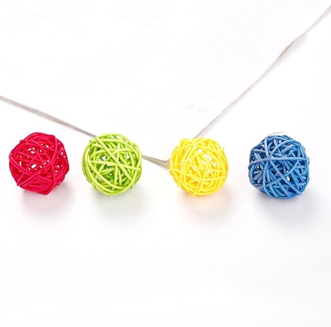 10 Pcs Funny Kitten Cat Playing Candy Color Rattan Ball Pet Supplies - Random Color Cat Balls Cat Tunnels for Indoor Cats, Cat Toys for Indoor Cats