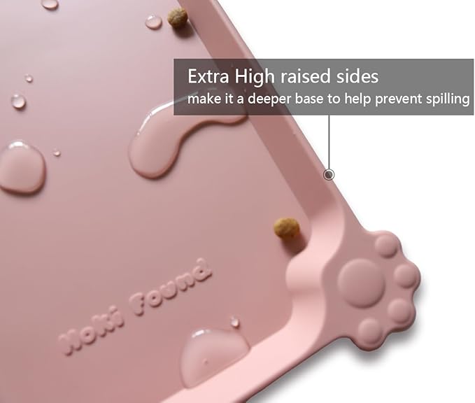 Hoki Found L Silicone Pet Food Mats Tray - Non Slip Pet Dog Cat Bowl Mats Placemat - Dog Pet Cat Feeding Mat - Waterproof Dog Cat Food Mats -Pet Water Mats for Carpet - Neutral Pink
