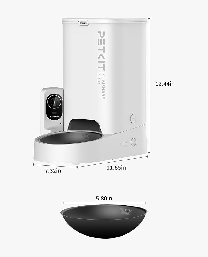 PETKIT Automatic Cat Feeder with Camera,1080P HD Video with Night Vision, Pet Feeder Dry Food Dispenser with 2-Way Audio, Food Shortage Sensor, 2.4G WiFi Smart App Control, Personal Meal Call