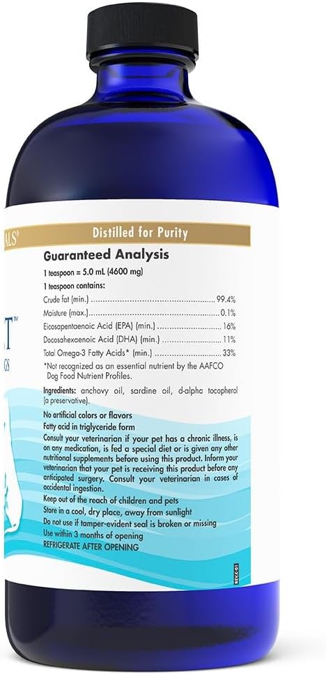 Nordic Naturals Omega-3 Pet, Unflavored - 16 oz - 1518 mg Omega-3 Per Teaspoon - Fish Oil for Large to Very Large Dogs with EPA & DHA - Promotes Heart, Skin, Coat, Joint, & Immune Health