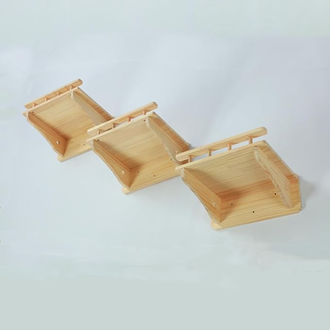 47.2" x 11.8" Natural Solid Wood Wall Mounted Cat Shelves, Superhighway Walkway Balcony Wall Furniture Shelves, Wall Steps Stairs, Perch