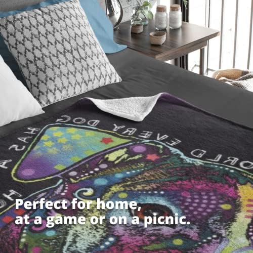 Dawhud Direct Colorful Dog Fleece Blanket for Bed, 50" x 60" Dean Russo II Dog Fleece Throw Blanket for Women, Men and Kids - Super Soft Plush Dog Blanket Throw