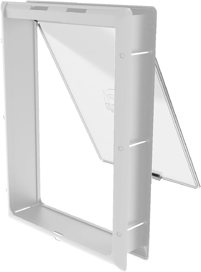 Essential Pet Door for Screens, Doors and Walls up to 2.76" Thick, for Dogs up to 100 lbs., Large, White