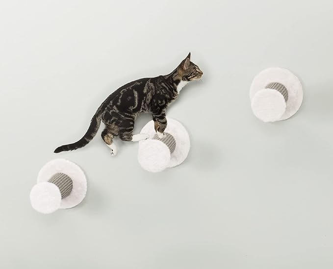 TRIXIE Wall Mount Cat Climbing Steps, Cat Furniture, Scratching Post, 3pcs, Gray