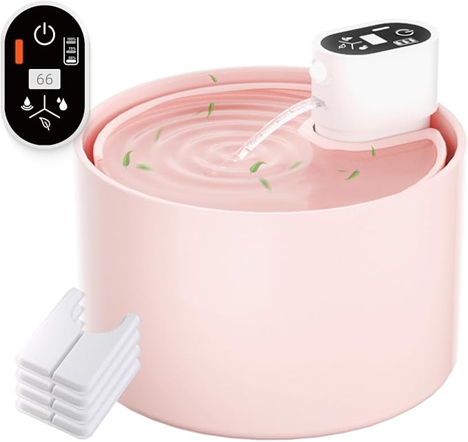Ceramic Cat Water Fountain,2.3lL/78oz Cat Water Fountain Cordless, Automatic pet Water Fountain with Ultra-Quiet Pump and 4 Filter for Cats, Dogs, Multiple Pets