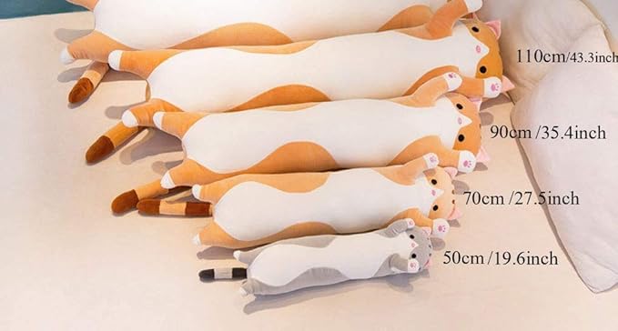 123Arts Cartoon Cat Soft Plush Long Throw Pillow Animal Neck Pillow Plush Toy,35"