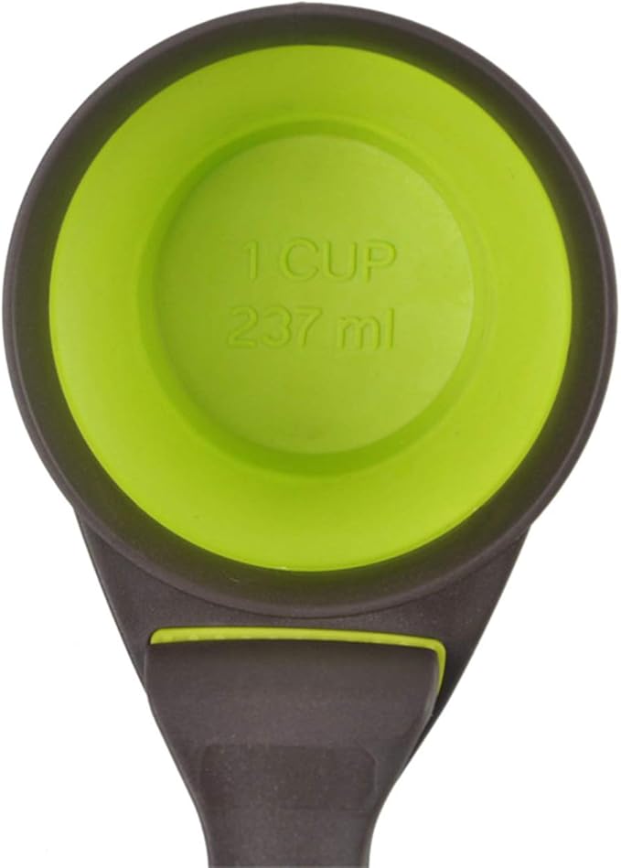 Collapsible Pet Scoop Silicone Measuring Cups Set Sealing Clip 3 in 1 Multi-Function Scoop Bowls Bag Clip Dog Snack Measuring Cup for Dog Cat Food Water Set of 2 (1 Cup & 1/2 Cup Capacity)
