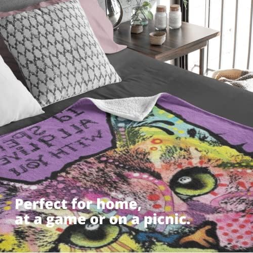 Dawhud Direct 50x60-Inch Cat Blanket Dean Russo 9 Lives - Plush Fleece Throw Blanket for Adults and Kids - Soft and Cozy for Bed, Couch, or Travel - Thoughtful Cat Lover Gifts for Women