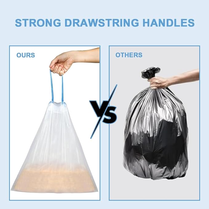 120 Count Waste Drawer Liners Bags Compatible with Litter Box Robot 3/4, Thick Self-cleaning Cat Litter Box Liners refill with Drawstring 9-11 Gallons, Replacement Waste Bags for Cat Pan Waste