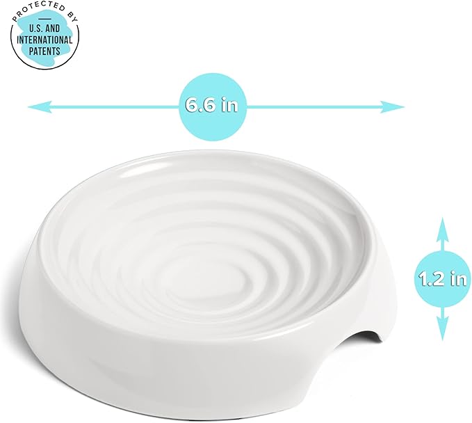 CatGuru Cat Bowls, Whisker Stress Free Food Bowl, Reliefs Fatigue, Wide Non Slip Shallow Dish, Feeding & Watering Supplies (Set of 2, Marshmallow)