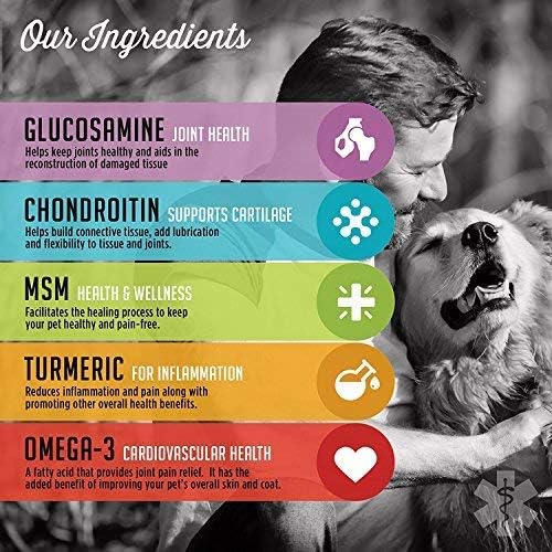 VetPro Complete Dr. Joseph's Dog Hip and Joint Supplement, 60 Count, Pain and Inflammation Relief Chews with Glucosamine, Chondroitin, MSM, Turmeric, Vitamin C, Omega 3