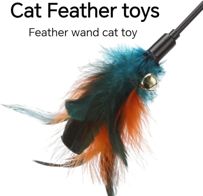 15-Pack Cat Feather Toys and Teaser Wand- Feather Toys for Cats,cat Feather Toy, cat Toys for Indoor Cats,Feather Stick cat Toy cat Teaser Wand - Feather Wand cat Toy