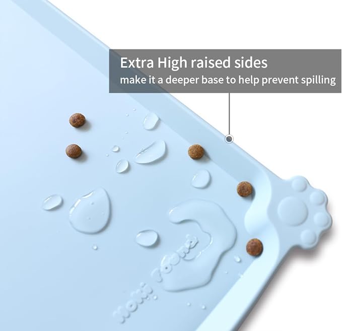 Hoki Found Large Silicone Pet Food Mats Tray - Non Slip Pet Dog Cat Bowl Mats Placemat - Dog Pet Cat Feeding Mat - Waterproof Dog Cat Food Mats -Pet Water Mats for Floors - Frost
