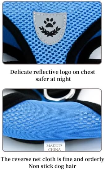 Step-in Dog, Cat, and Puppy Harness and Leash | All Weather Mesh | Reflective Harness & Leash for Small Dogs and Cats (Blue, Large)