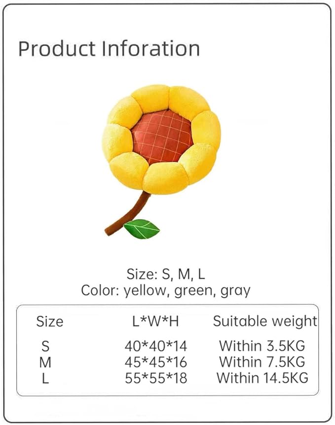 Cat Nest Flower Shape Cat Sofa Bed Cute and Comfortable Pet Cat House Thickened Non-Slip Soft Pet Bed Suitable for Small Cats and Dogs (S,Gray)