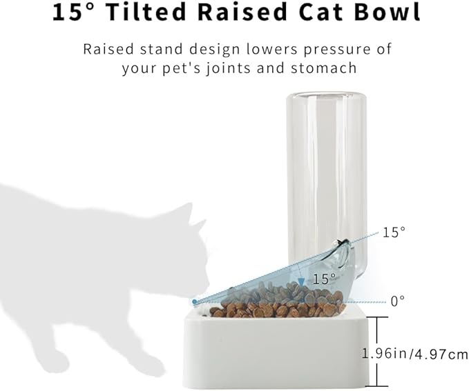 Marchul Tilted Cat Bowl Set for Food and Water, Food Feeding Raised Dishes for Puppies