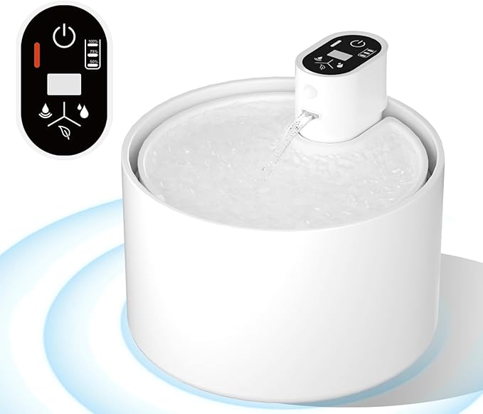 Ceramic Cat Water Fountain,2.3lL/78oz Cat Water Fountain Cordless Automatic with Ultra-Quiet Pump and 4 Filter for Cats, Dogs, Multiple Pets