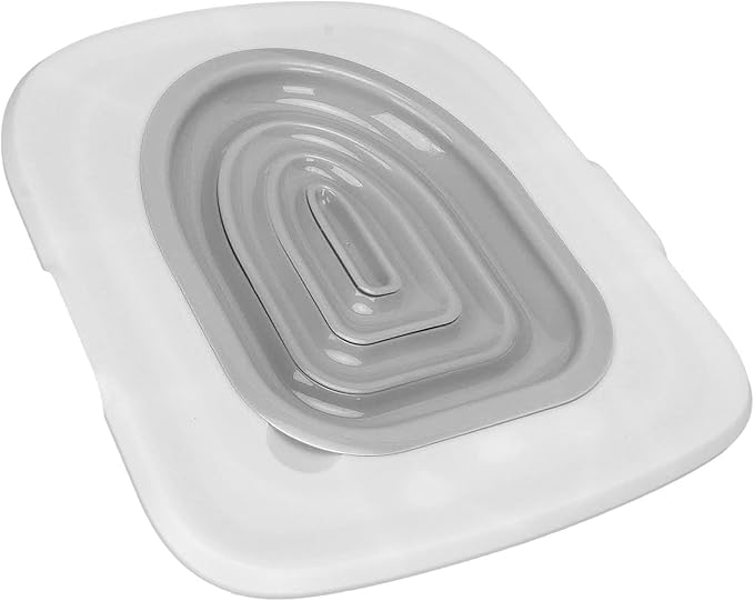 ZJchao Cat Toilet Training System, Cat Potty Toilet Training Universal Reusable Cat Toilet Trainer for Pet Cleaning Pet Supply Help Trains Your Cat Litter Tray (White Tray, 1 Gray Inner Support)