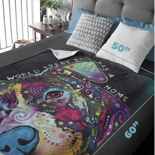 Dawhud Direct Colorful Dog Fleece Blanket for Bed, 50" x 60" Dean Russo II Dog Fleece Throw Blanket for Women, Men and Kids - Super Soft Plush Dog Blanket Throw