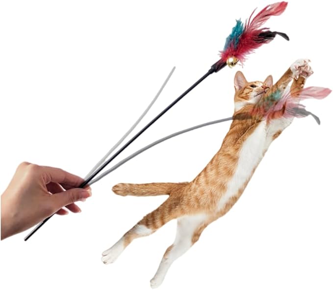 15-Pack Cat Feather Toys and Teaser Wand- Feather Toys for Cats,cat Feather Toy, cat Toys for Indoor Cats,Feather Stick cat Toy cat Teaser Wand - Feather Wand cat Toy