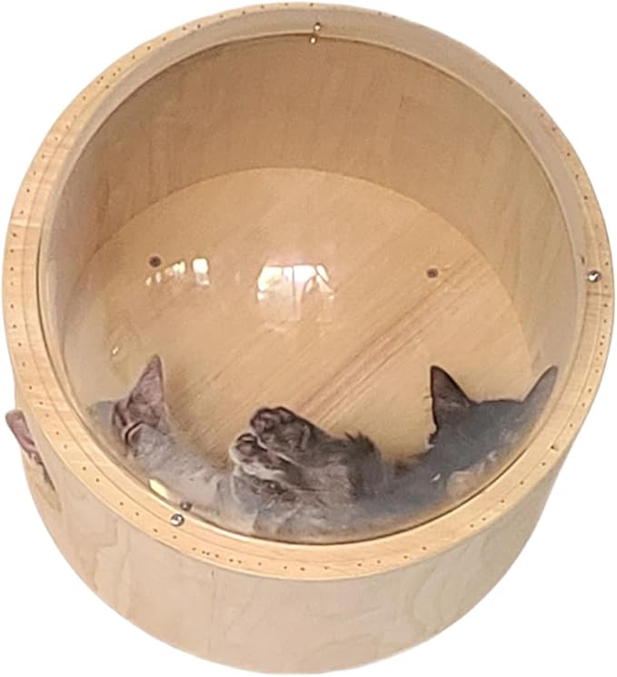 Wall-Mounted Cat Bed Furniture Round Space Capsule Acrylic Cat Perch Steps Cat Wooden Shelf Cat Lover Gift Cat Tree Tower-Classic Style-2
