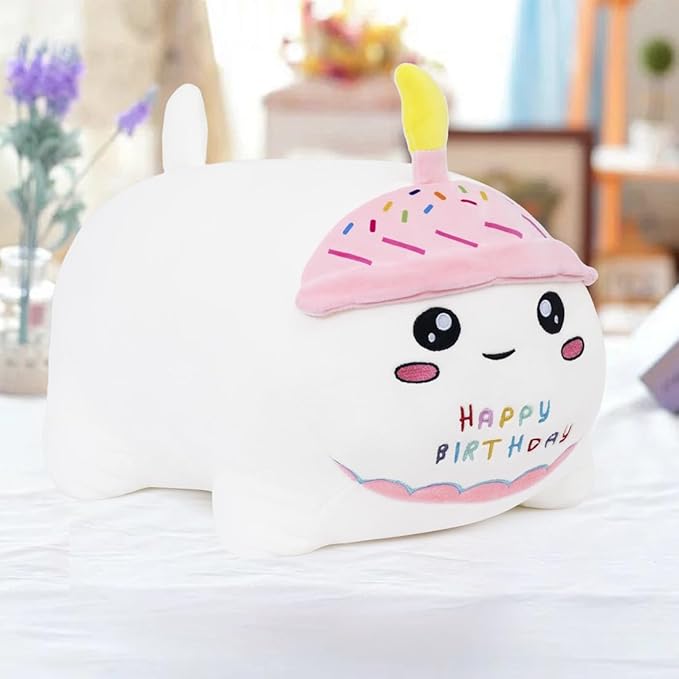 15.8'' Cat Plush Stuffed Animals Birthdays Gifts, White Cat Plush Pillow Soft Kitty Plushie, Chubby Plush Toy Birthday Gifts for Kids Girlfriend