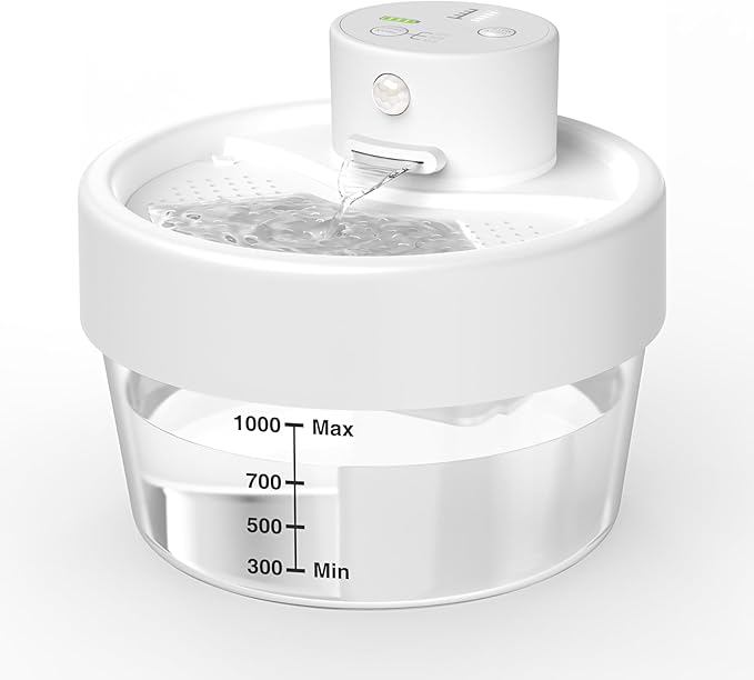 Portable Cat Water Fountain - Rechargeable Pet Fountain, Odorless and Easy to Clean Cat Water Dispenser, 34oz Capacity, Ideal for Cats and Dogs