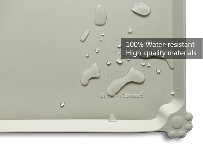 Hoki Found Silicone Pet Food Mats Tray - Non Slip Pet Dog Cat Bowl Mats Placemat - Dog Pet Cat Feeding Mat - Waterproof Dog Cat Food Mats -Pet Water Mats for Carpet -Cream Green