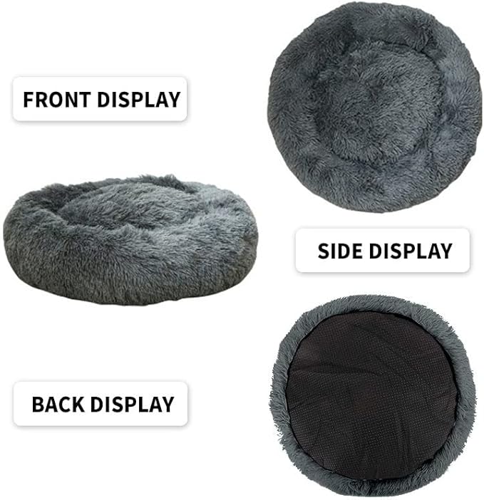 Nisrada Dog Bed for Small Medium Large Dogs, 27 inch Calming Dogs Bed, Washable-Round Cozy Soft Pet Bed for Puppy and Kitten with Slip-Resistant Bottom