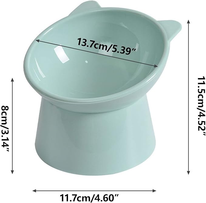 Tilted Elevated Cat Food Bowl - Cat Bowls Whisker Friendly Anti Vomiting Slanted Cat Feeding Bowls Cute Shallow Cat Bowl (Tall Cat Bowl-Green)