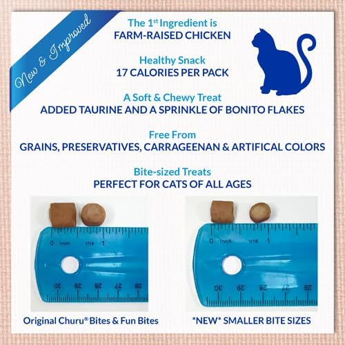 INABA Churu Fun Bites for Cats, Soft & Chewy Baked Chicken Wrapped Filled Cat Treats with Taurine, 0.42 Ounces Each Tetra, 3 Tetras, Chicken Recipe Wraps Chicken with Pumpkin Recipe