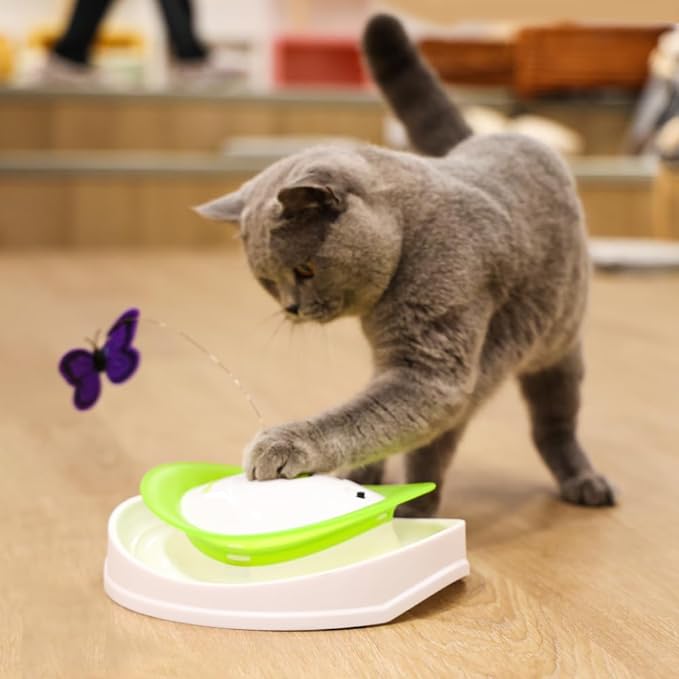 ALL FOR PAWS 2 in 1 Interactive Cat Butterfly Flutter Toy with Rolling Balls Automatic Kitten Spinner Toys for Indoor Cats