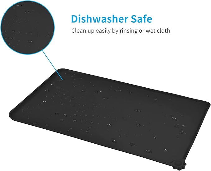 AUDWUD Silicone Waterproof Pet Feeding Mats,Anti Slip Bowl Pad,Dog Mat for Food and Water