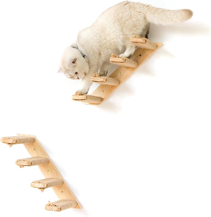 1 Pack 4 Steps Cat Wall Shelves Cat Wall Stairs with Sisal Rope.an Improved&Stronger Cat Wall Steps Cat Tree Supplies