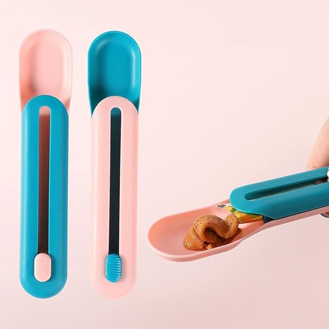 White Cat Strip Squeeze Spoon, Pet Spoons Cat Feeder,Cat Wet Food Spoon Feeding Pet Food Spoon Cat Snack Spoon for Lickable Wet Cat Treats Pet Liquid Snack Feeding,Feeding and Watering Supplies