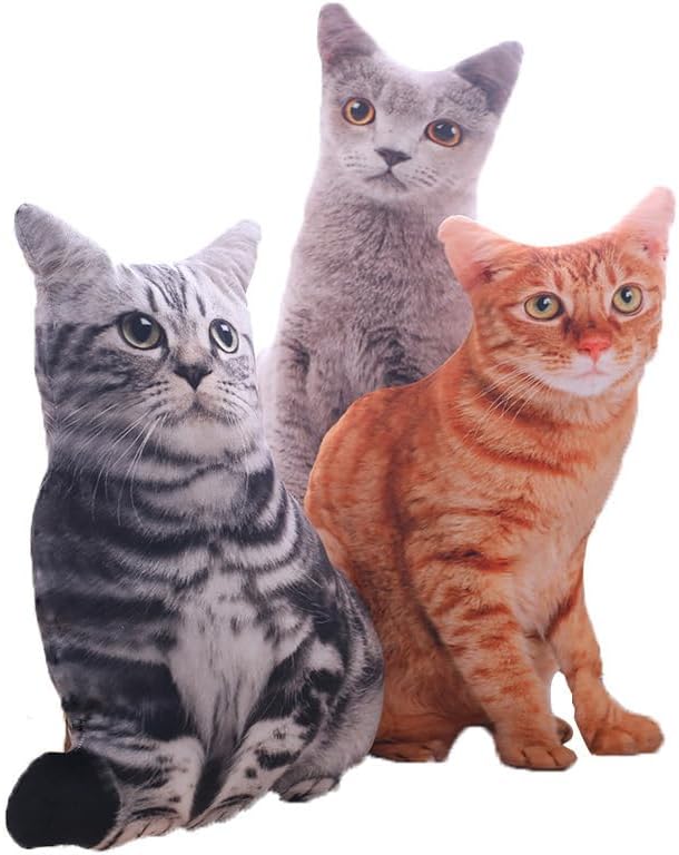 19.6'' Cat Throw Pillow - Plushie Cushion Doll 3D Simulation Cat Plush Stuffed Animal Cushion Pillow Toy for Kids, Sofa Chair Home Decor (Orange)