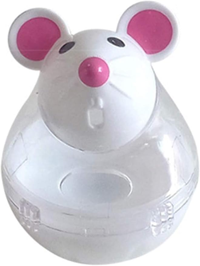 Beige Interactive Toys for Cats, Play Cat Toy Pet Cat Kitten Mouse Shape Treat Holder Food Storage Dispenser Chew Play Toy for Indoor Cat and Kitten Exercise Cat Mice and Animals Toys