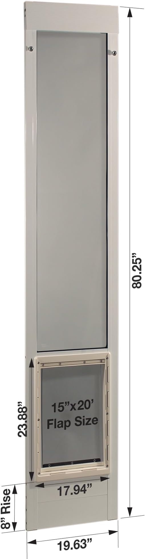 Ideal Pet Products Aluminum Pet Patio Door, Adjustable Height 77-5/8" to 80-3/8", 15" x 20" Flap Size, White