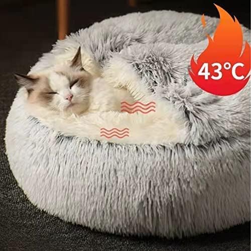 Small Dog Bed, Donut Cuddler Nest Warm Soft Plush Faux Fur Washable Dog Bed with Non-Slip Bottom for Medium Small Dogs Snooze Sleeping Indoor (65cm/25in)