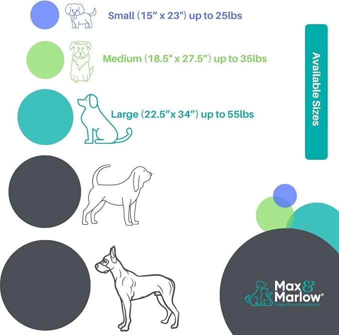 Max & Marlow Dog Bed Dog Couch Bed Washable Dog Bed Crate Mat Dog & Cat Bed, Non Slip Bottom, Gray, 33.75" L x 22.5" W x 3.5" Th